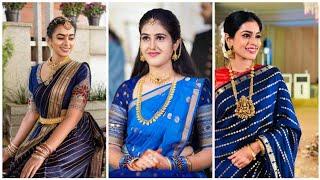 Blue Saree Styling Ideas 2024 Best blue Saree Makeup Look  Amazing blue Saree Styling