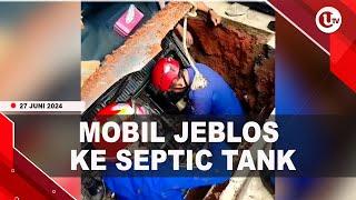 MOMEN PETUGAS DAMKAR EVAKUASI MOBIL JEBLOS KE SEPTIC TANK  U-NEWS