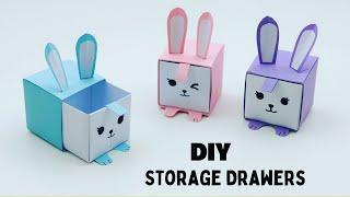 DIY MINI PAPER  DRAWERS  PAPER CRAFT SMALL ORIGAMI STORAGE BOX DIY  DESK ORGANIZER DRAWER