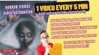 How I made faceless videos in just 5 minutes for FREE Horror Story YouTube automation idea