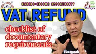 VAT refund credit checklist of documentary requirements