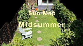 Small north facing garden sun map midsummer 2022 uk