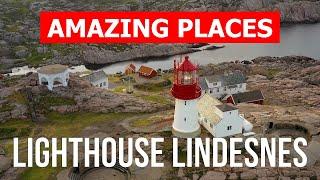 Lindesnes Lighthouse in 4k. Norway Lindesnes Lighthouse to visit