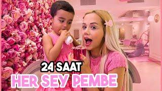 24 SAAT HER ŞEY TEK RENK PEMBE Pembe Hamburger Pembe Makarna.. #herşeypembe