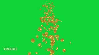 goldcoins falling green screen video