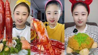 Seafood #18 Eat Shrimp Oyster   Salmon Cavani..#mukbang #eatingshow  #seafood