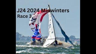 J24 2024 Midwinters Race 3 with onboard crew discussion and tactics.