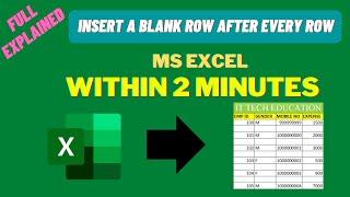 How to Insert a Blank Row After Every Row in Excel Simple and Easy Trick Within 2 Minutes ⌚