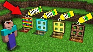 Minecraft NOOB vs PROWHICH RAREST TRAPDOOR WILL NOOB BOUGHT FOR 1000$ VS 100$ VS 10$ VS 1$?trolling