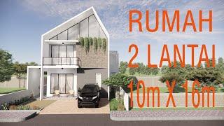 Rumah Minimalis 2 Lantai di Lahan 10m x 16m 4 kamar - Lengkap dengan gambar perencanaan konstruksi