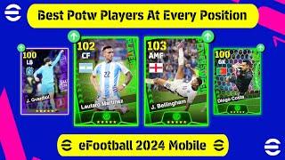 100% Best Potw Players For Every Position Right Now In eFootball 2024 Mobile 