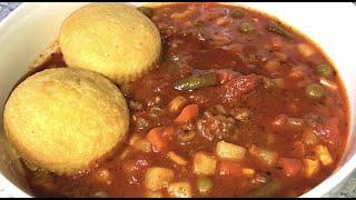 Easy Ground Beef & Vegetable Soup Recipe  EASY ONE POT MEAL