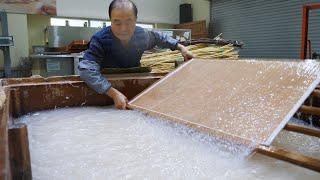 The process of making traditional Korean paper. Korean traditional paper.