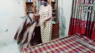 daily bedroom cleaning bedsheet change  No bra girl vlog video#costavlogvideo#tumpavlog