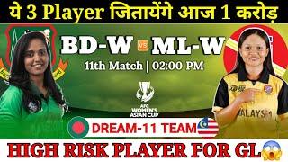 Bangladesh Women vs Malaysia Women Dream11 Team  Asia Cup 8th Match BD W vs ML W Dream11 Predictio