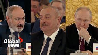 Armenia Azerbaijan leaders argue in front of Putin at Moscow meeting