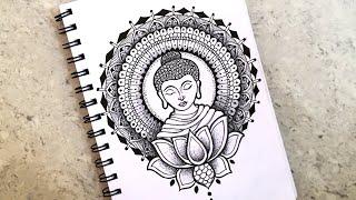 Buddha Circle Mandala Art  Lord Buddha Mandala Drawing