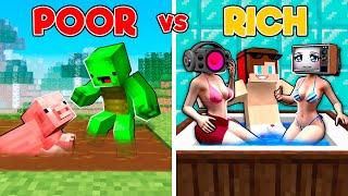 POOR MIKEY vs RICH JJ whose FAMILY is BETTER? GIRLS SWIMSUIT in jacuzzi in Minecraft - Maizen