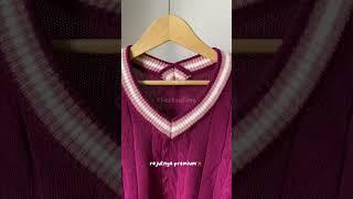 blouse rajut v neck knitwear