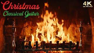 Christmas Fireplace w Relaxing Classical Guitar Christmas Music  Christmas Fireplace Ambience