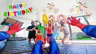 TEAM 6 SPIDER-MAN Bros Celebrated The BRITHDAY of LITTLE-SPIDEY And SPIDER-MOM Family SuperHero