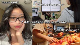 7AM CHILL DAY IN MY LIFE AS A COLLEGE STUDENT  grocery shopping cooking anime & book rant 