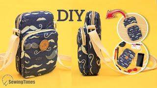 Crossbody Cell Phone Bag  Double Zipper Phone Pouch Tutorial sewingtimes