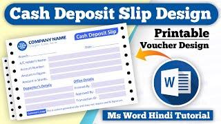Cash Deposit Slip in Microsoft Word  Voucher Slip Design in Ms Word  Deposit Slip in Ms Word