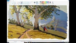 Classic Painting Style Landscape concept art in MS Paint using mouse