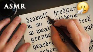 ASMR Dip Pen Calligraphy Writing  Deep Cold Voice  Beowulf
