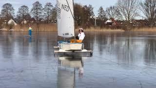 Optimist sailing on ice 15-02-2021 Netherlands