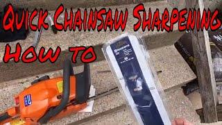 Chainsaw sharpening using a file kit. Short and to the point