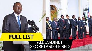 BREAKING Full List of Cabinet Secretaries Fired By President Ruto