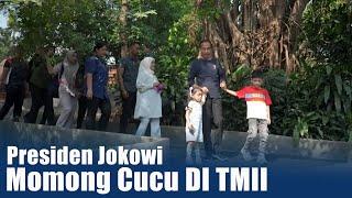 Momen Presiden Jokowi Dan Ibu Iriana Momong Cucu DI TMII