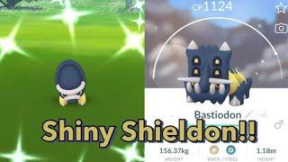 I caught Shiny Shieldon  Using my trick  Pokemon Go