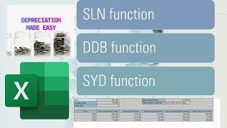 Depreciation dynamic table using the most used 3 methods SLN DDB SYD - Excel