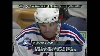 Jaromir Jagr Breaks NYR Season Goal Record + Nylander OT Winner  BOS v NYR  April 8th 2006