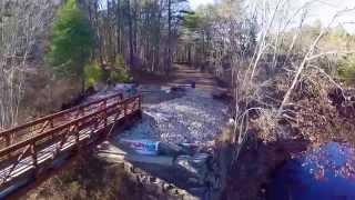 Aerial Drone Footage of Cocheco River And Bridge Dover New Hampshire