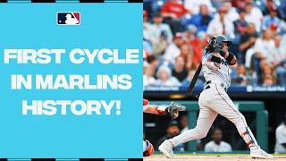 Luis Arráez hits for the FIRST CYCLE in Marlins history