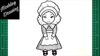 How to Draw a Pilgrim Girl