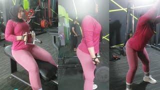 Hijab Style Mamah Muda Try On Kaos Celana Legging Setelan Olah Raha Gym Spandek Polyster