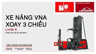 Xe nâng VNA Linde K chuyên dùng cho kho hàng có lối đi rất hẹp  Video thực tế