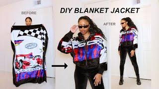 How to Make a DIY Blanket Jacket No Pattern Needed  Sewing Tutorial + Thrift Flip