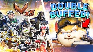 1 *BUFFED* buffed Wrecking Ball vs 5 BRONZE PLAYERS... who wins?