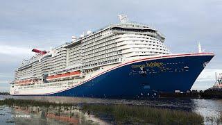 Carnival Jubilee  the strong ship horn of the brand new Carnival Cruise Line ship  4K-Video