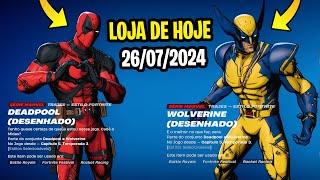  NOVO DEADPOOL E WOLVERINE Nova Loja de Hoje Fortnite 26 de Julho 2024 Loja de Itens Fortnite