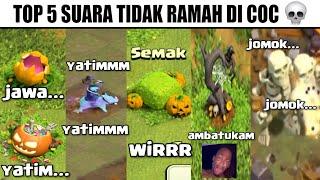 Top 5 Suara Tidak Ramah Di COC... Labu Teriak JawaYatimTengkorak JomokHog Rider Yatim