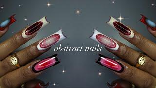 Abstract GelX Nails️ gelX application + interesting nail art