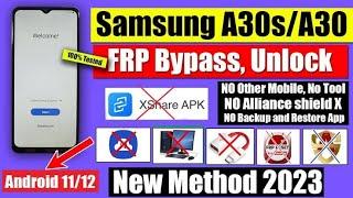 Samsung Galaxy A30 A30s Android 1112 frp bypass unlock no box no app new method 2023