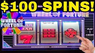 $100 SPINS ON WHEEL OF FORTUNE SLOT MACHINE